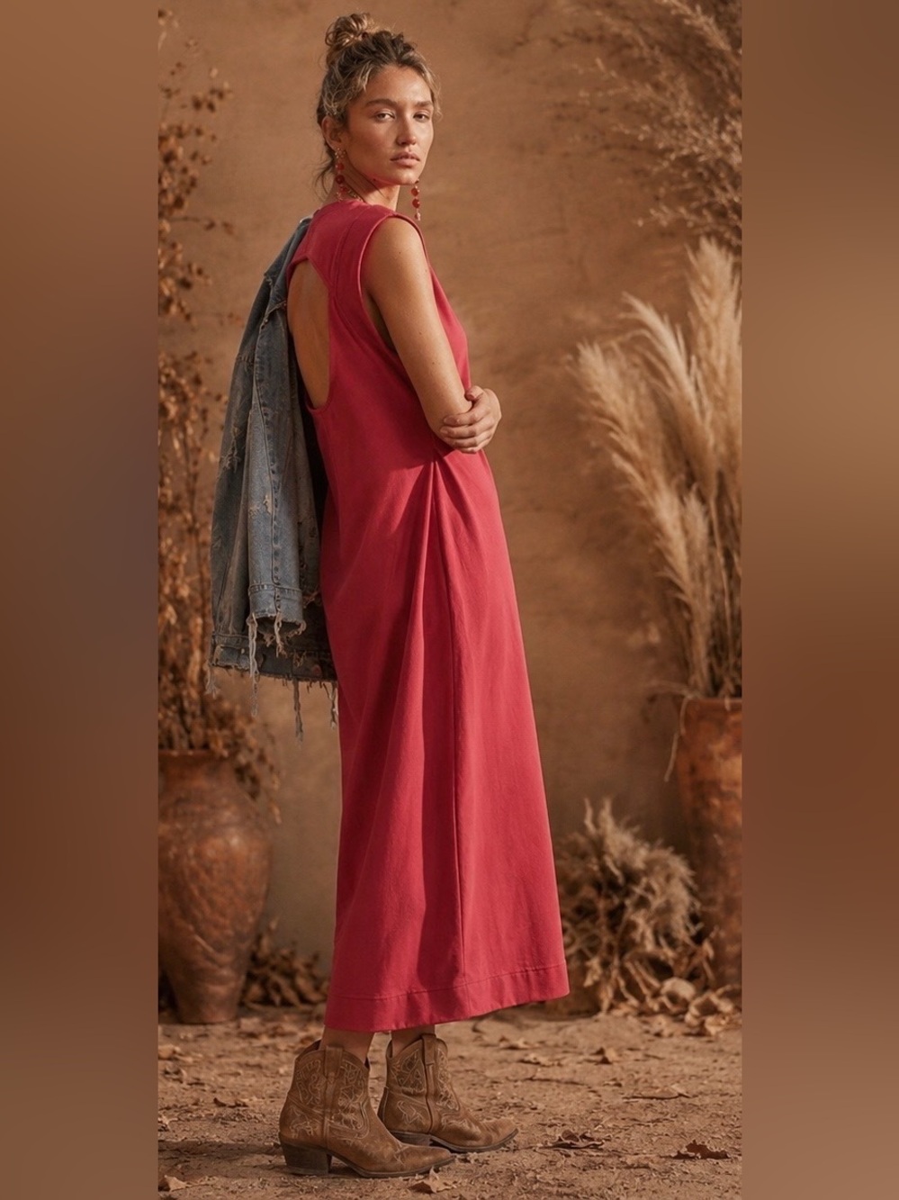 NWT Free People Beach Simone Midi In Red Jalapeño